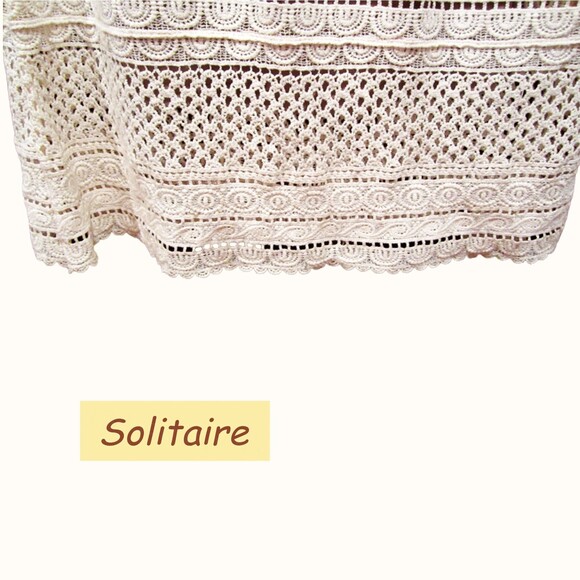 Solitaire NEW Boho Medallion-Stripe Allover Crochet Half Sleeve Shift Dress S - Picture 9 of 12